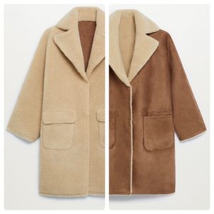 Mango Reversible Faux Shearling Coat New